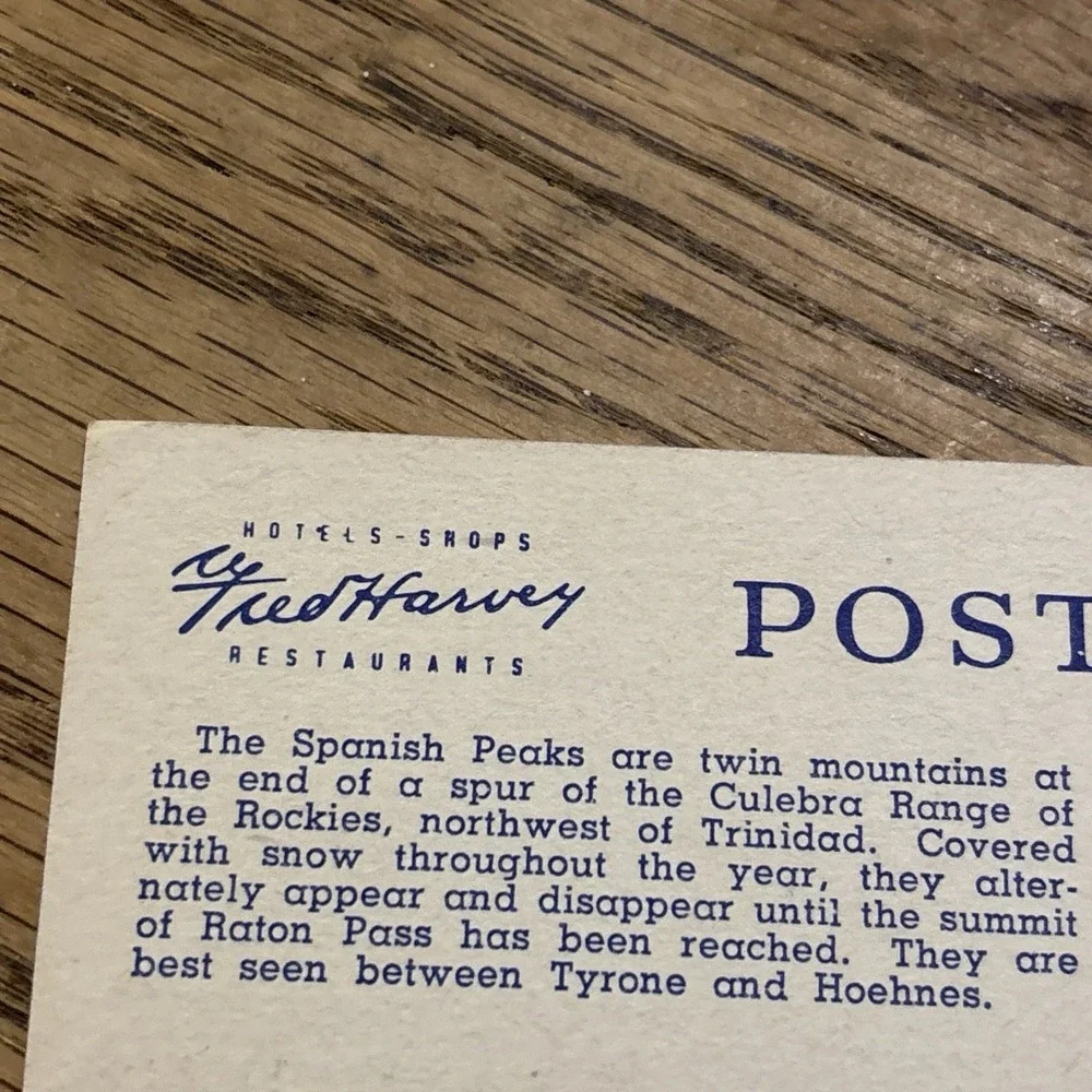 Spanish Peaks Bet La Junta and Trinidad Colorado Postcard Unposted